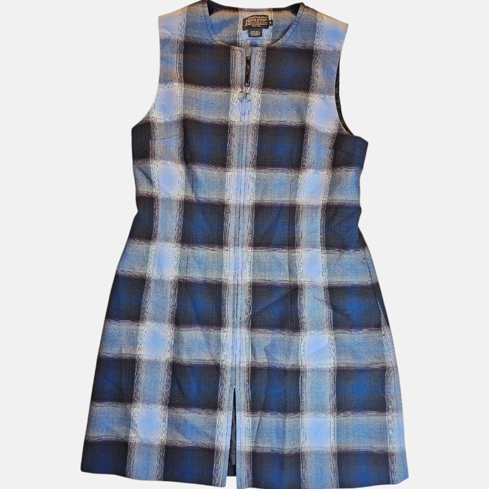 Pendleton Sleeveless Blue Plaid Mini Dress Size 8
